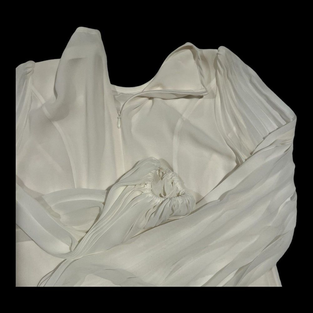 Zimmermann Crew Neck Balloon Long Sleeves Lined Blouse Back Zipper OffWhite Sz 0 - Picture 11 of 16